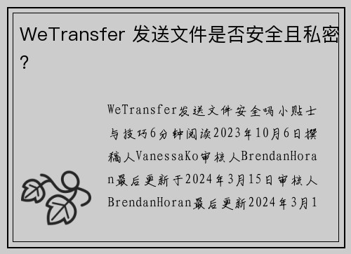 WeTransfer 发送文件是否安全且私密？